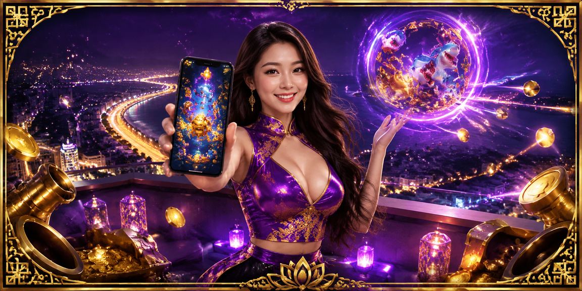 Màn hình ban cá 3D neon rực rỡ tại Phan Thiết trong không gian giải trí về đêm